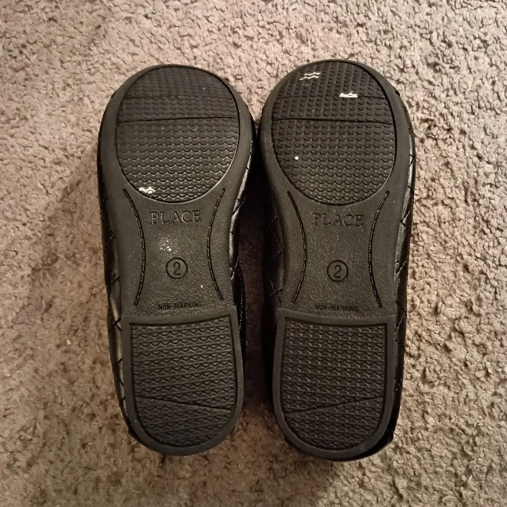 Children's Place Girls Black Ballet Flats Size 2y PRE-OWNED, WORN ONCE